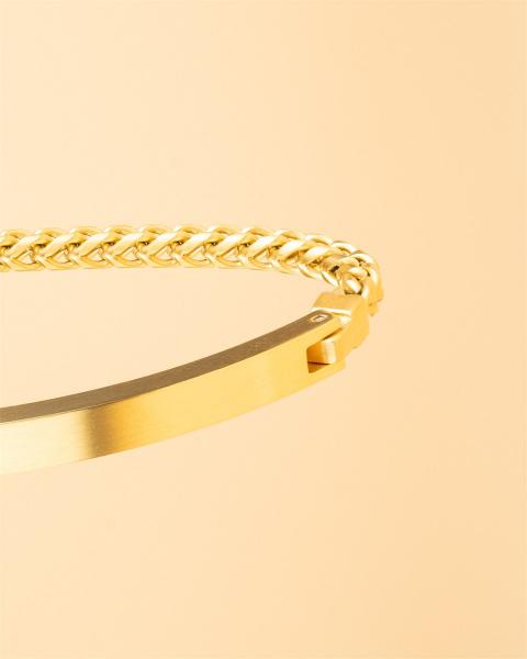 3mm breites Foxtail-Armband aus Edelstahl mit vergoldeter Oberfläche - Memento Gold